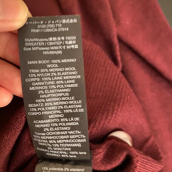 TORY BURCH SIMONE V-NECK CARDIGAN CLARET SIZE M - Picture 5 of 6